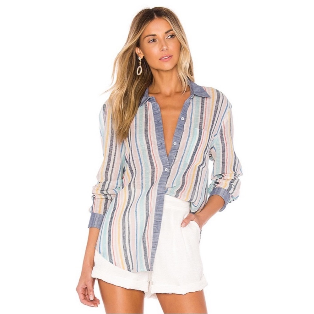 Splendid x Gray Malin Playa Stripe Blouse NWT $148